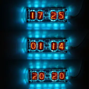 V-12 Švyti Vamzdis Laikrodis 4-Bitų DS3231 IN12 Nixie Vamzdis Laikrodis Steampunk Dekoro Dovana su Daugiaspalvis RGB LED Apšvietimas