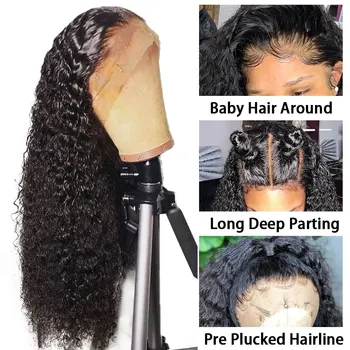 Garbanotas Žmogaus Plaukų Peruką Prieš Nupeštos Su Kūdikio Plaukų Indijos Remy Plaukų Perukas 13x4 Nėriniai Priekiniai Žmogaus Plaukų Perukai Juoda Moterų