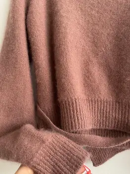 Moterų Vilnos mišinys Megztinis V-kaklo, ilgomis Rankovėmis vientisos Spalvos Ploni Megztiniai Megztinis 2020 Naujas