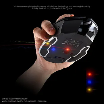 Įkrovimo X8 Belaidžio Silent LED Apšvietimu USB Optinė Ergonomiška Žaidimų Pelės Kompiuterio Stalo, Ergonomiškas Silent PC Nešiojamas kompiuteris