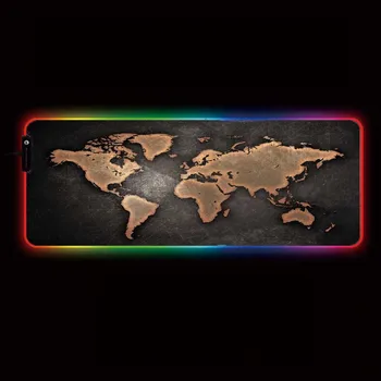MRGRGB Pasaulio Žemėlapyje Žaidimų Pelės Kilimėlis, Didelis RGB Pelės Mygtukai 7 Rūšių Šviesos Apšvietimo Režimus Kompiuteris LED Backlight Kilimėlis