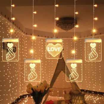 3D Romantiška Langą Kalėdų Šviesos LED Santuoka, Išpažintis Styginių Šviesos Kabinti Sienos Lempos partijų Vestuvių Patalpų Apdaila