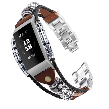 Naujausias COMLYO Riešo raiščių Diržu, Fitbit Mokestis 3 Band natūralios Odos Apyrankė Pakeisti Apyrankę, Fitbit Charge3 Watchband