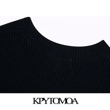 KPYTOMOA Moterų 2020 M. Mados Office Dėvėti Juodos spalvos Megztas Liemenė Vintage Megztinis V-Kaklo, Rankovių Moteriška Liemenė Prašmatnus Viršūnės