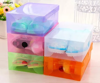 10vnt vaikams/moterims/vyrams skaidrios spalvos plastiko batų parduotuvė dėžutės lankstymas dėžutės rėmas