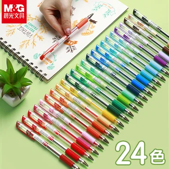 M&G Q7 Spalvos Gelio Rašiklis 0.38 Žalia Violetinė Mėlyna Rožinė Raudona Pen AGP30123 Studentams Pažymi, 6PCS