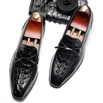 Vyrai originali karvės odos brogue vestuvių Verslo pokylių mens atsitiktinis butai, batai derliaus oksfordo bateliai vyrams juoda bordo 2020 m.