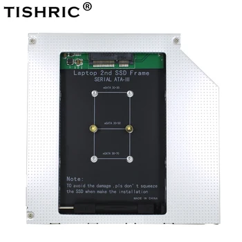 TISHRIC Aliuminio 2nd HDD Caddy 9.5 mm SATA 3.0 Optibay Standžiojo Disko Gaubtas, Adapteris, DVD HDD Dėžutė, CD-ROM Atveju Msata SSD