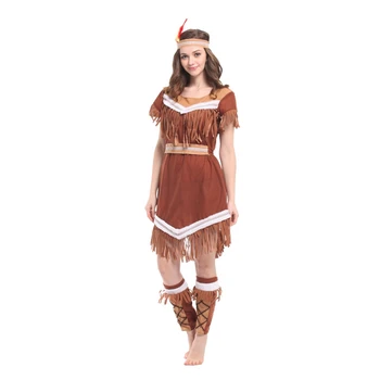 Suaugusiųjų Moterų Indijos Princesė Pocahontas Huntress Kostiumai Helovyno Karnavalas, Užgavėnės Šalis Išgalvotas Suknelė