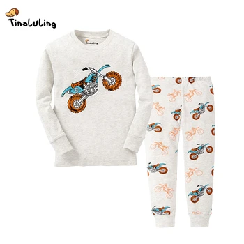 TINOLULING 21 Dizainas Vaikai Motociklo Pižama Rinkiniai Berniukų-Dinozaurų Sleepwear Mergaičių Pižamos Kūdikių Automobiliai Pijamas Vaikams, naktiniai drabužiai