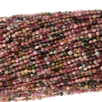 Originali Gamtos Įvairiaspalviais Pink Turmalinas Vertus Supjaustyti Briaunotas Butas Monetos Maži Karoliukai, Apyrankės, Karoliai arba 4mm 5mm, 6mm 06096