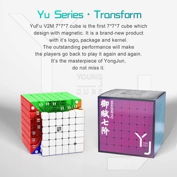 Yongjun Yufu V2M 7x7x7 Magija Magnetinio Kubo Stickerless Profesinės Magnetai Įspūdį Greitis Cubo Migico YJ 7x7 Švietimo Žaislas Dovana
