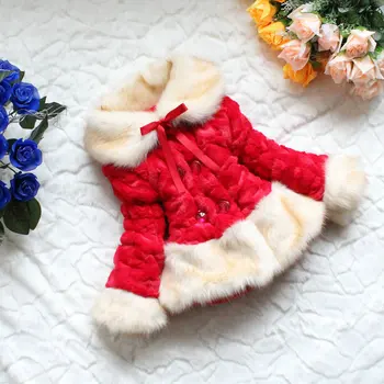 Baby Vaikų viršutiniai drabužiai suknelė, švarkas Mergaitės Raudona dirbtiniais lapės kailių apykaklės juostelė kailio drabužių Rudens-Žiemos Karšto Gana dėvėti Drabužiai