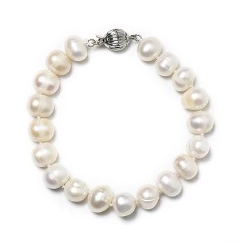 Gėlavandenių perlų Puikus paprastas stilius Balti 8-9mm Mados Gėlo vandens Natūralių perlų Apyrankė tinka moterims, merginoms dovanos