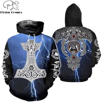 PLstar Kosmosas 2019 Naujas Mados Vyrai hoodies 3D Atspausdintas Viking Tatuiruotė Palaidinukė Unisex Harajuku streetwear sudadera hombre WS-17