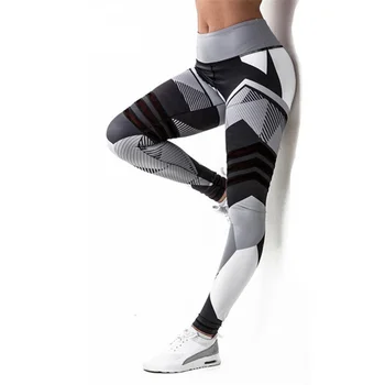 NORMOV Karšto Geometrinis Spausdinimo Fitneso Moterų Antblauzdžiai Streetwear Didelis Juosmens Ruožas Kelnės Kvėpuojantis Slim Moterų Leggins