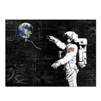 Astronautas, Drobė Meno Sienų Tapybos Erdvę Svajonė Žvaigždžių Grafiti Meno Tapybos už Kambarį Plakatai ir Spausdina Namų Puošybai