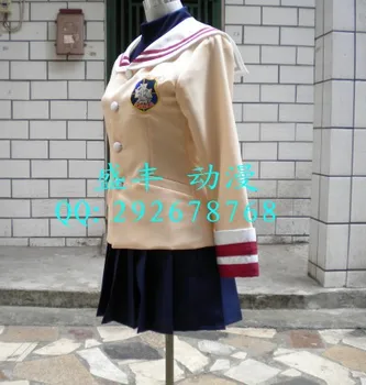 CLANNAD Nagisa Furukawa Žiemos Japonų Mokyklos Uniformas, Cosplay Kostiumai, paltai+marškinėliai+sijonas+ženklelis Nemokamas Pristatymas