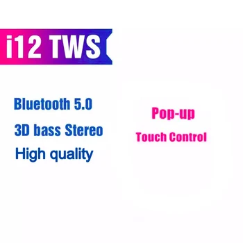 I12 TWS Belaidės ausinės Bluetooth 5.0 Ausines sporto Ausinių Ausines Su Mic 