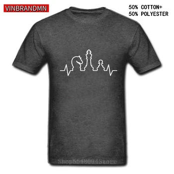 2020 Mados Derliaus Žaidėjus marškinėliai Vyrams Juokinga Šachmatų širdies Plakimas T-shirt Cool Patinka žaisti Šachmatais Marškinėlius Hipster Cardiagram Tee Marškinėliai