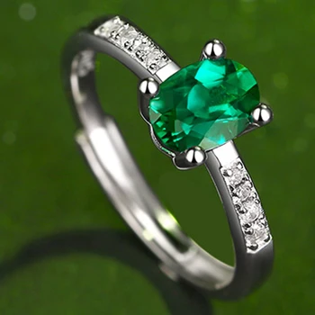 Jellystory prabangus žiedas realių s925 sterling silver 5*7mm 1ct ovalo formos, smaragdas brangakmenio fine jewelry moterų vestuvės vestuvinis