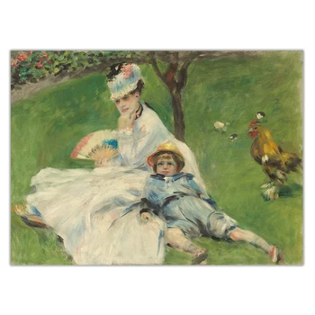 Citon Pierre Auguste Renoir《Madam Monet ir Jos Sūnus》Drobė Meno Aliejaus Tapybai Plakato Nuotrauką Sienų Dekoras Namų Interjero Apdaila