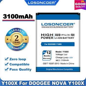 Originalus LOSONCOER 3100mAh Y100X Baterijos Naudojimo DOOGEE NOVA Y100X Baterija+ Sekimo Numerį