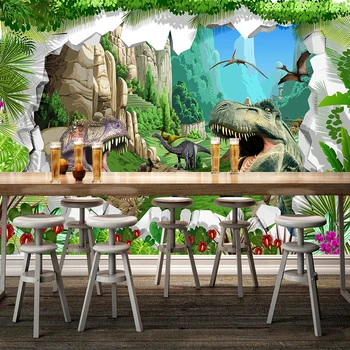 Custom Sienų Tapetai, 3D Animaciją Dinozaurų Kambarį, TV Foną, Sienos Freskos Vaikų Kambario, Miegamojo Nuotraukų Foną Tapetai