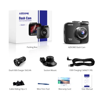 AZDOME GS63H integruota GPS WiFi, Dual Lens FHD 1080P Priekiniai + VGA Galinio vaizdo Kamera, Automobilio DVR Recorder 4K 2160P Brūkšnys Cam Dashcam, Diktofonas