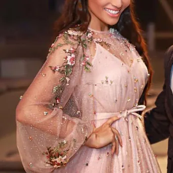 Dubajus Arabų Ilgai Perlai Oficialią Vakaro Suknelės 2020 Naujas Couture Islamo Nėrinių Duobute Prom Chalatai Šalis, Chalatai Užsakymą Kaftans