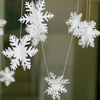12PCS 3D Baltos Snaigės Kalėdų Eglučių Papuošalai Kalėdų Medžio Kabo Dekoro Popieriaus Snow Flake Girliandą už Kalėdos Kabo Dekoro