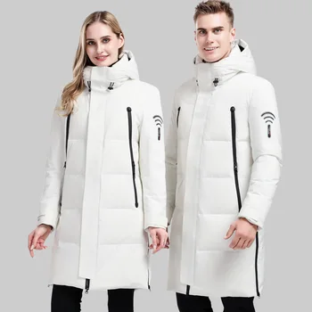 Asesmay Prekės ženklo drabužių balta antis žemyn striukė žiemos ilgas kailis tirštėti šiltas gobtuvu Drabužius mėgėjams dėvėti sniego viršutinių drabužių siuvimas