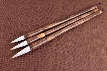 Kinų Tapybos Teptuku Rudos spalvos Bambuko Šepetys Baltos Vilnos ir Vilkas Plaukų Patarimas Universalus Kaligrafija Pen