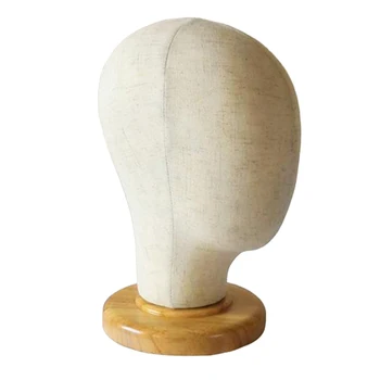 Plaukų Perukai Pratęsimo Priėmimo Skrybėlės, Kepurės Ekranas Drobės Kamštienos Blokuoti Manekeno Galvos Modelis su Mediniu Stovu - 21.26 colių