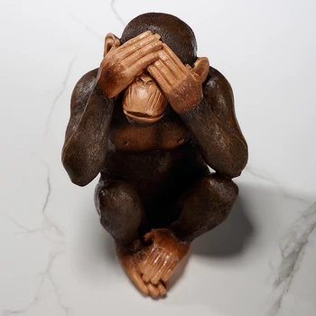 MGT Gyvūnų Orangutan Apdailos Retro Trijų Išmintingų Beždžionės Statula Gorila Meno Skulptūra Dervos Amatų Šiaurės šalių Namų Puošybai