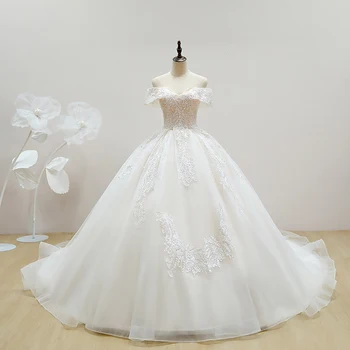 Fansmile Kokybės Ilgo Traukinio Vestido De Noiva Nėrinių Vestuvių Suknelės 2020 Plus Size Individualų Vestuvių Suknelės, Vestuvių Suknelė FMV-162T