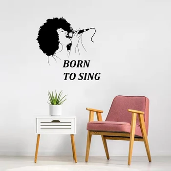Vinilo sienos aplikacijos dainininkas citata muzika, karaoke MIC dainuoja sexy Afrikos moteris lipdukas freskos interjero 