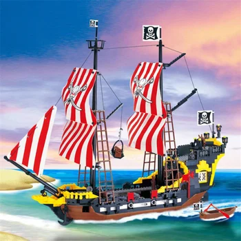 870+vnt Big Black Pearl Blokai Švietimo, Vaikams, Žaislai, Suderinama su Piratų Laivas Apšviesti Blokai Piratai