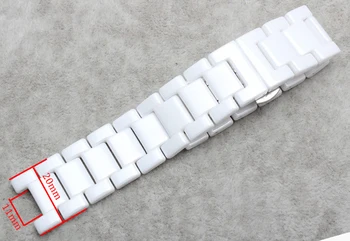 Naujas atvykimo Watchband Keramikos Baltos spalvos Watchbands dirželiai, apyrankės 20mm Dirželis Įgaubtas pabaigos 11mm už suknelę, deimantai, laikrodžiai, aksesuarai
