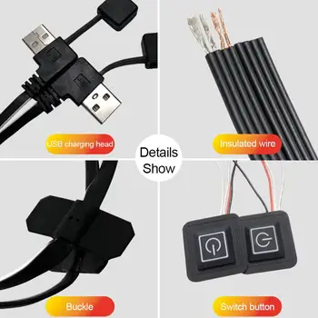 3 1. USB USB Įkrauti Šildymo kilimėlis 5V Elektros Šildymo Lapas Su 3 Pavara Reguliuojama Temperatūra Šildymo Pagalvėlę Vest Liemenė