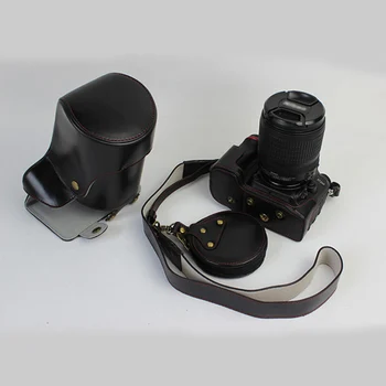 Nešiojamų Prabanga PU Odos Camera Case Bag For Nikon D800 D810 24-70mm Objektyvo Su Dirželiu Mini Baterija atveju Atidarykite Baterijos Dizainas