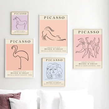 Picasso Matisse ' Flamingo Pingvinas Katė Abstraktaus Meno Paveikslai Tapyba Šiaurės Plakatai Ir Spausdina Sienos Nuotraukas Gyvenimo Kambario Dekoro