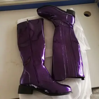 ORCHA LISA 2020 Naujas Brogue Batai Pattent odos kelio ilgi batai Candy spalva geltona violetinė juoda žiemos batai cosplay avalynė