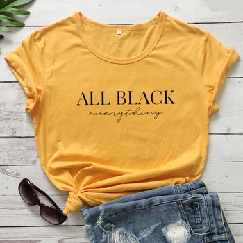 Visos Juodosios Viskas Medvilnės marškinėliai Atsitiktinis Vasaros trumpomis Rankovėmis Tumblr Top Marškinėliai Moterims Šūkis Feminizmo Marškinėlius Drabužiai