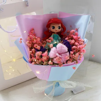 8pcs Mielas princesė, žaislų, animacinių filmų puokštė dovanų dėžutė su Dirbtinės gėlės kūrybos Baigimo/Gimtadienio/Valentino dovanos