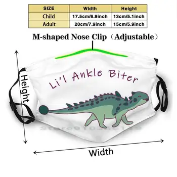 Li ' L Kulkšnies Biter Dizaino apsaugos nuo Dulkių Filtras Plaunamas Veido Kaukė Vaikams Dinozaurai Dinozaurai Ankylosaurus Animacinių filmų Kūdikio Paleontologija
