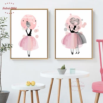 900D Pink Diamond Plakatas,Akvarelė Mergaičių Sienos Nuotraukas Mergaičių Kambario,Spausdinti Nuotrauką Drobė, Tapyba, Plakatas Dekoro Sienos Meno YE110
