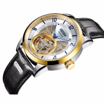 Šveicarija NESUN Limited Edition Prekės Laikrodžiai Vyrams Tourbillion Automatinė Savarankiškai Vėjo Vyrai Žiūrėti Sapphire atsparus Vandeniui laikrodis N9083-2