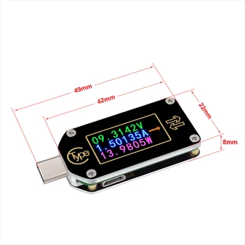 RD TC66/TC66C Tipas-C PD sukelti USB Voltmeter ammeter įtampa 2 būdas srovės matuoklis multimetras PD kroviklis USB Testeris