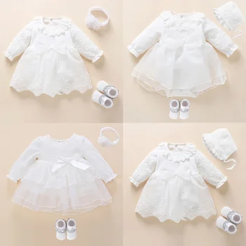 Naujagimis Baby Girl Dress&Rūbus, Krikšto Suknelė Balta Krikšto Suknelė Baby Girl Nėrinių Vestido Bebe Skraiste Bapteme 3 6 9 Mėnesius